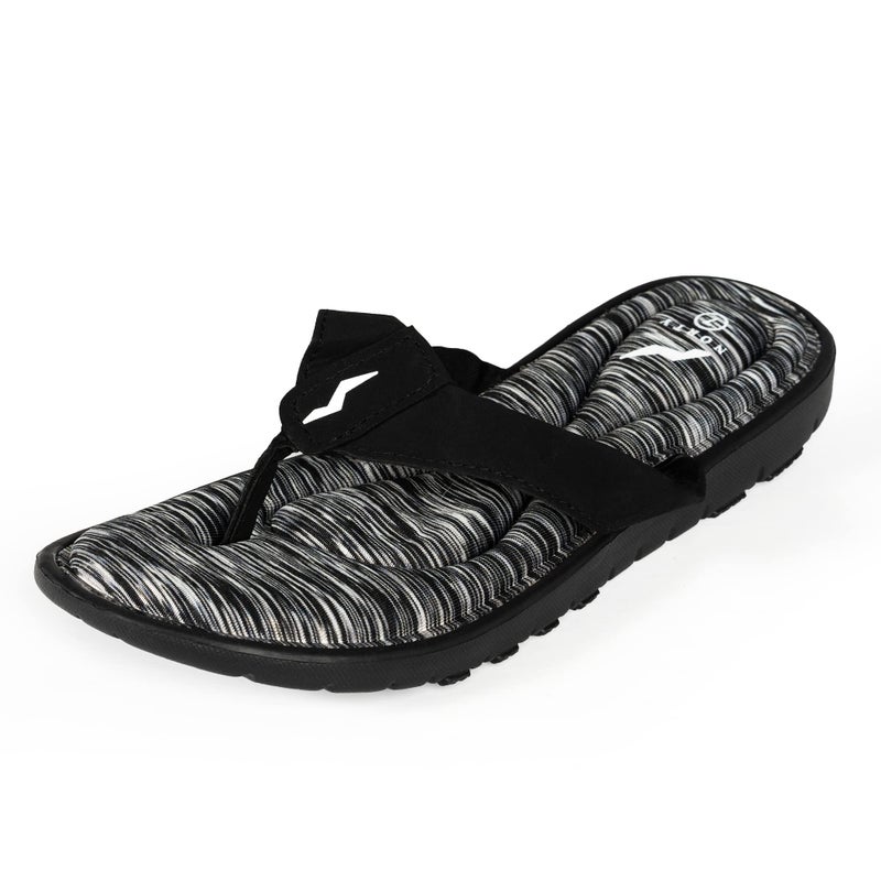 NORTY Womens Memory Foam Sandals, Flip Flops - Shower, Pool & Beach Sandals, Water Shoes, Slip-On Casual Flip Flops for Women, Indoor and Outdoor - Black & White, Runs One Size Small - Image 1